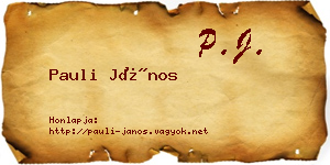 Pauli János névjegykártya